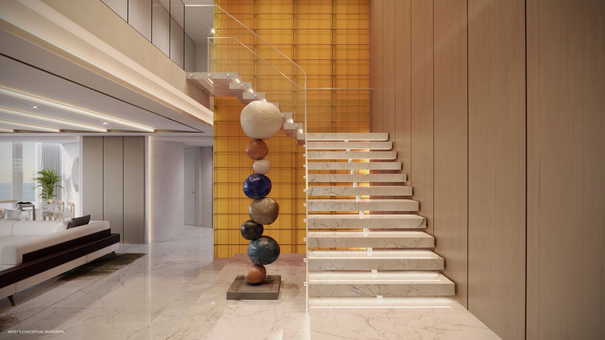 Bay Penthouse grand staircase